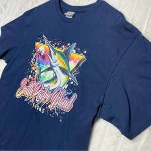 South Padre Island Texas T-Shirt Colorful Swordfish Ocean Sunset Men’s Size L